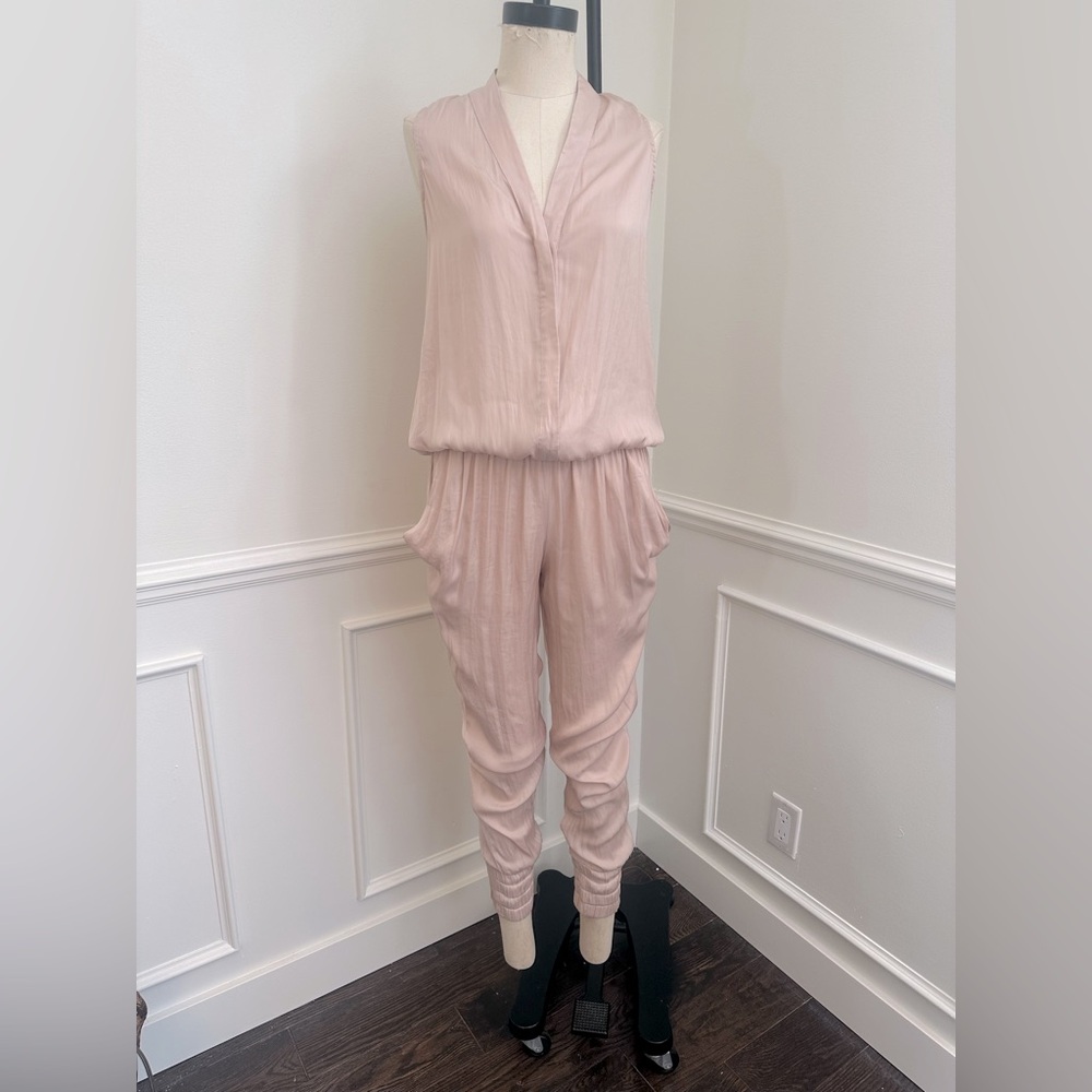 Alexis blush Pink Blouson Jumpsuit with Tapered Legs